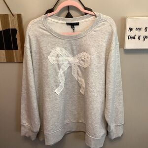 Jane and Delancey Light Gray Sweatshirt with Lace Bow